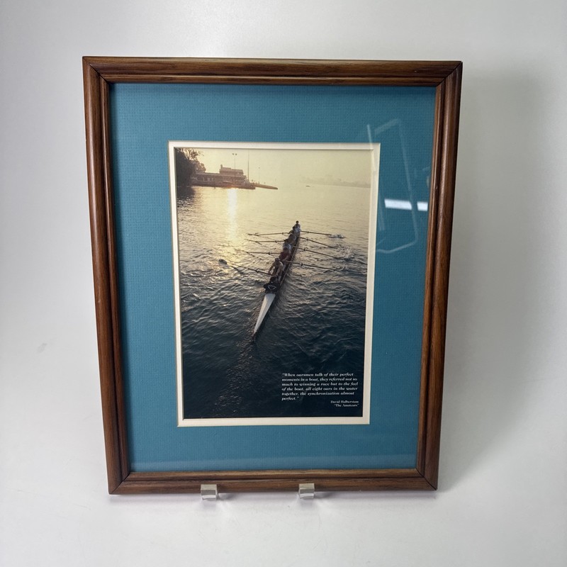 Vintage Framed Rowing Crew Oarsmen Photograph 12×15 Wood Frame Matted Glass