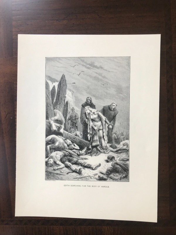 Vintage Booklet Illustration 1890’s Great Men & Women EDITH SEARCHING FOR HAROLD