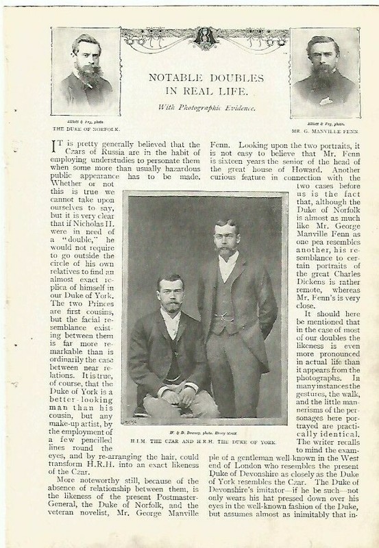 H.I.M. THE CZAR H.R.H. DUKE OF YORK ELLIOT & FRY 1899 PHOTO ILLUSTRATION PRINT