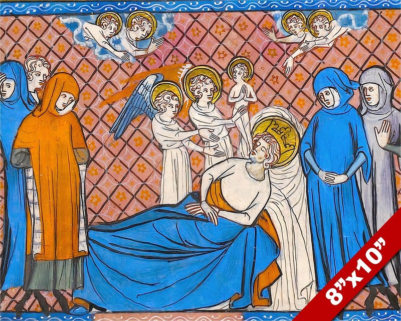 THE DEATH OF FRENCH KING ST LOUIS IX PAINTING CATHOLIC  ART REAL CANVAS PRINT