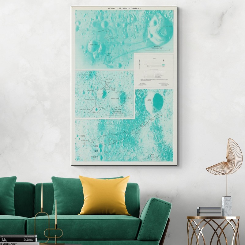 1971 NASA Moon Map – Apollo 11, 12 & 14 Lunar Landing Sites & History