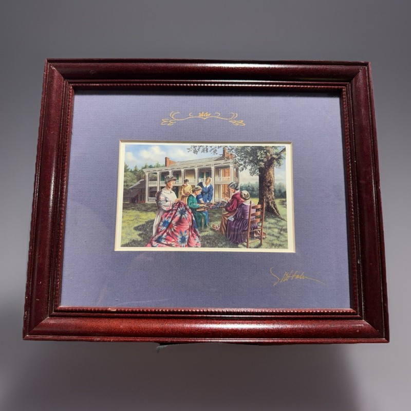 Signed Marvin Stalnaker THE QUILTERS Print Framed & Signed 9.5" x 11.5in