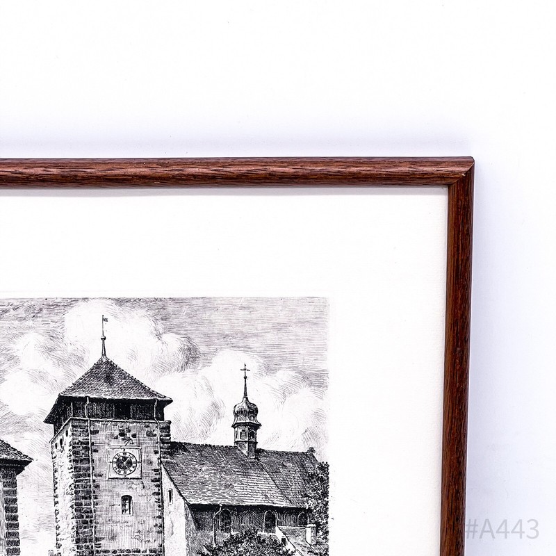 Etching Villingen-Schwenningen, signed with picture frame (32 x 25.5 cm) gallery