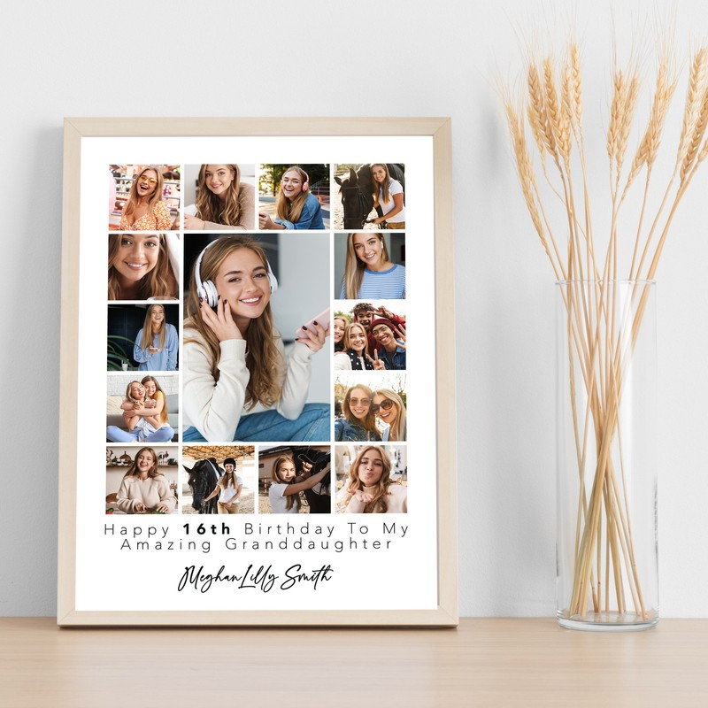 Photo Collage 16th Birthday Custom Gift Granddaughter 15-Photo Print Or Canvas gallery