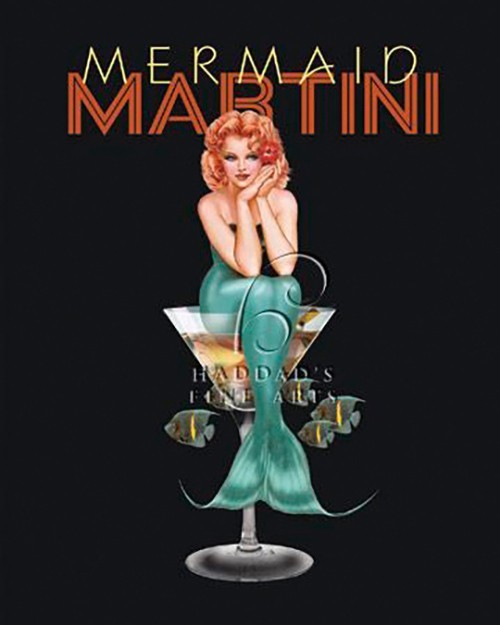 Mermaid Martini Art Print by Ralph Burch 12 x 15″ Paper Size New Unframed