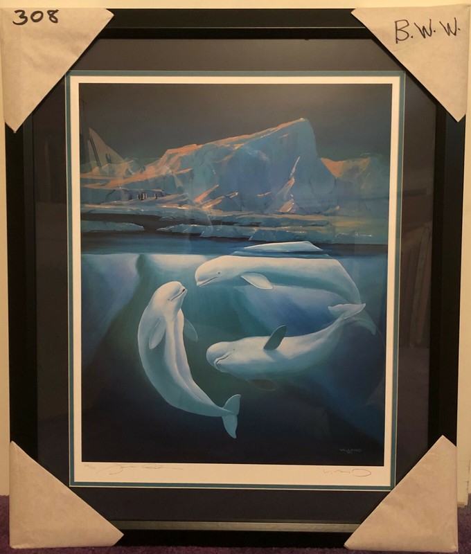 ROBERT WYLAND & JAMES COLEMAN hand signed BELUGAS Lithograph Paper COA DOLPHIN
