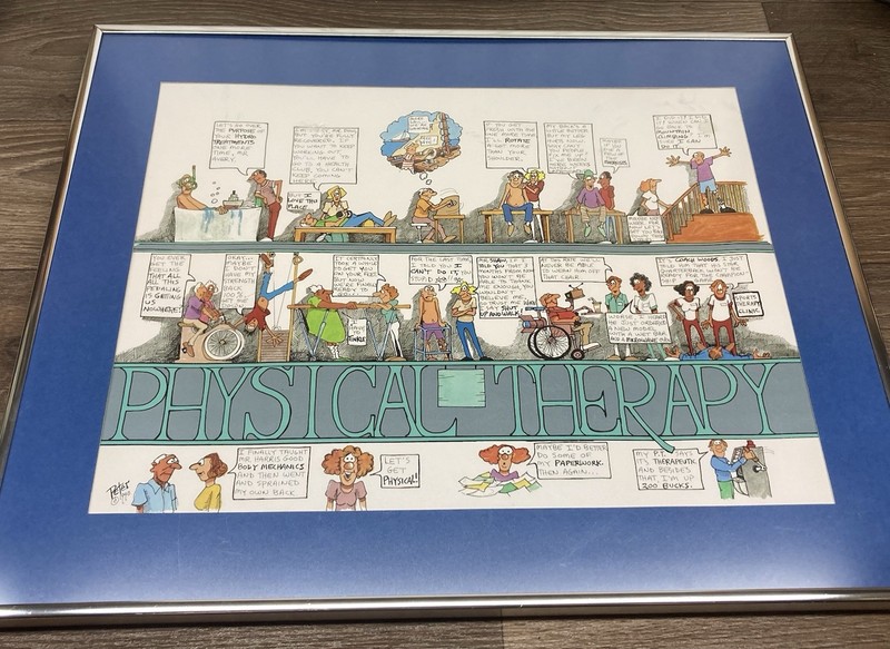 PHYSICAL THERAPY By Peter Mulcahy 1990 Signed Matted Framed /Peter Prints.