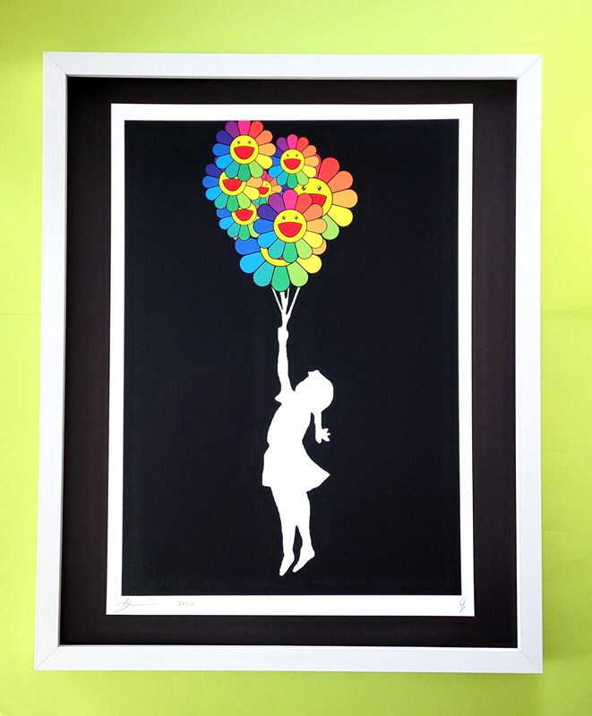 DEATH NYC Hand Signed LARGE Print Framed 16x20in COA BANKSY GIRL MURAKAMI #6