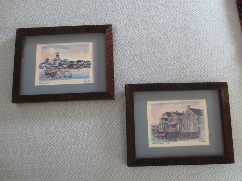 PR Framed R.E. Kennedy PROVINCETOWN & NANTUCKET WHARVES Prints - 13" x 10-1/2"