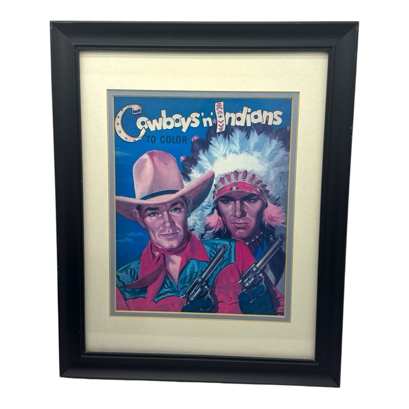 Vintage Cowboys & Indians Framed Western Art Print 8×10 Wall Decor