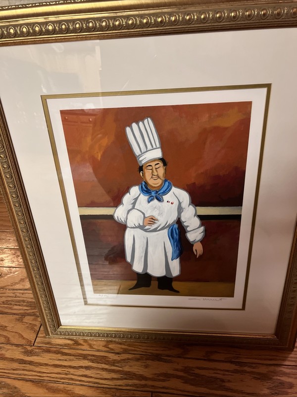 GUY BUFFET LIMITED EDITION 61/195 SIGN LITHOGRAPH PRINT FRAMED Chef Hubert