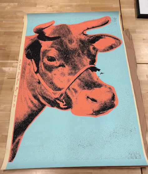 After Andy Warhol 1971 Cow (Blue) Print 45 1/4 x 29 5/8in