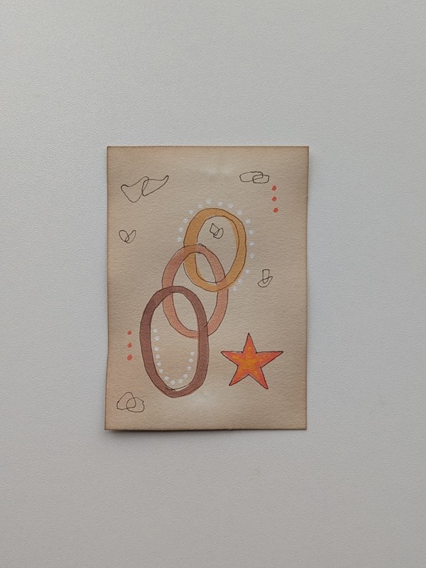 ACEO ATC Original Acrylic Abstract Ink By PM Series «Bond» Alt Art Graphic 3/8