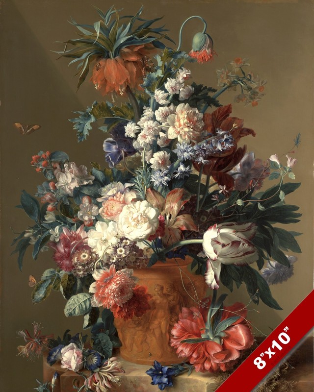 OVER FLOWING FLOWER POT IN BLOOM STILL LIFE PAINTING ART REAL CANVAS PRINT