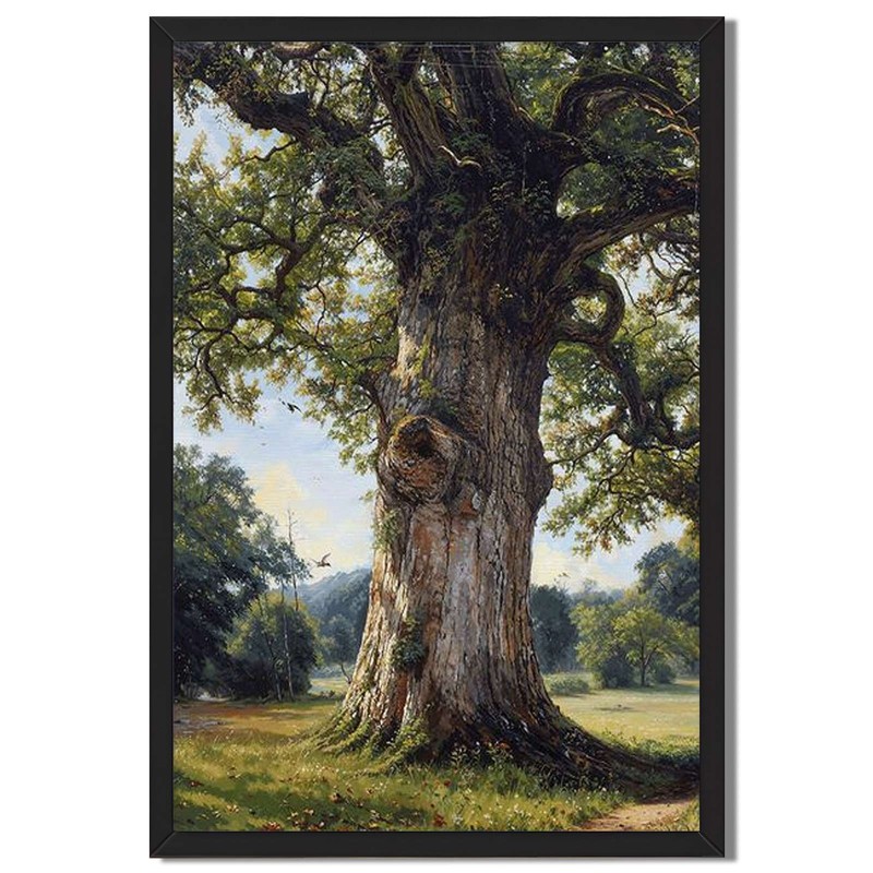 Ancient Oak Tree Landscape Wall Art Canvas Oil Paintings Reproduction