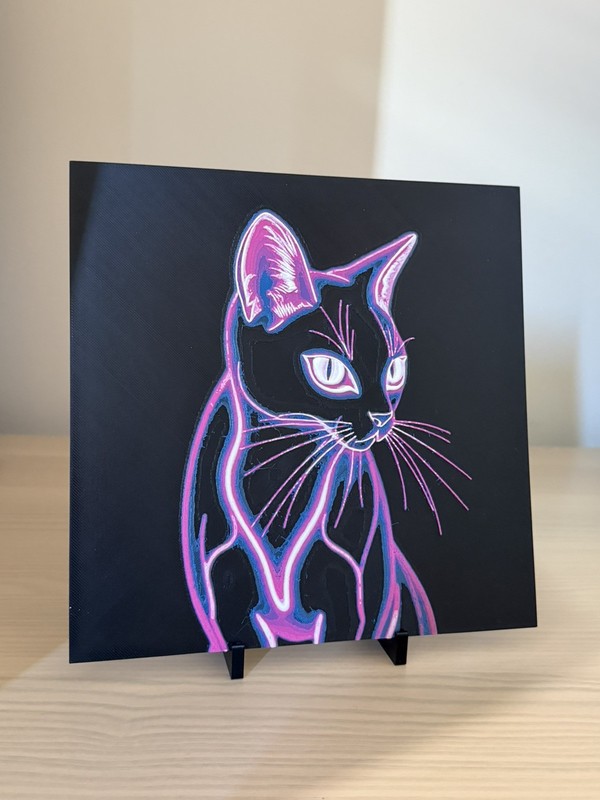 Cat - Neon Style Art Print | 3D Printed, Modern Wall Decor, Feline Gifts gallery