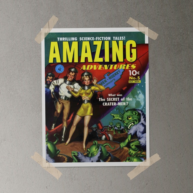 AMAZING ADVENTURES #5 Vintage 1951 SCI-FI Comic Book Cover Art, Poster Reprint gallery
