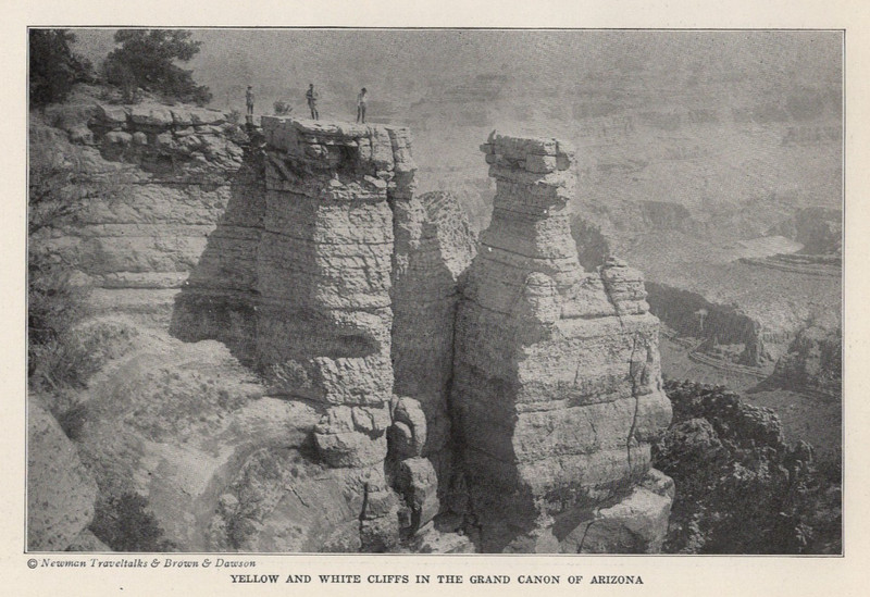Visitors at Grand Canyon Cliffs & Rainbow Bridge Utah 1921 Antique Print