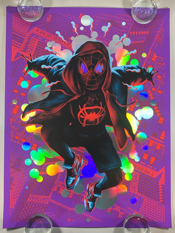 Miles Morales Spider-Man /50 18×24 Rainbow Foil Art Print Tracie Ching Not Mondo