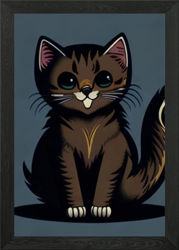 Cute Cartoon Kitten Framed Wall Art Poster Canvas Print Picture