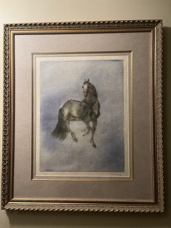 Kaiko Moti Very Rare Limited Etching Cheval Dresse. Horse Fine Frame