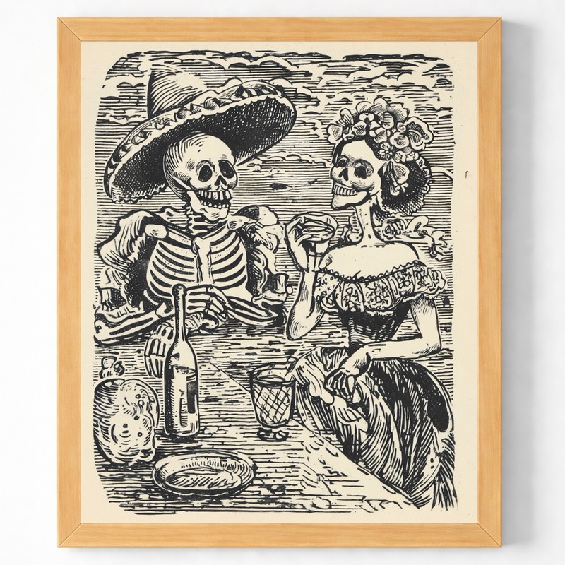 Vintage Calavera Skeleton Wall Art Print 8x10 Mexican Engraving - 260401102 gallery