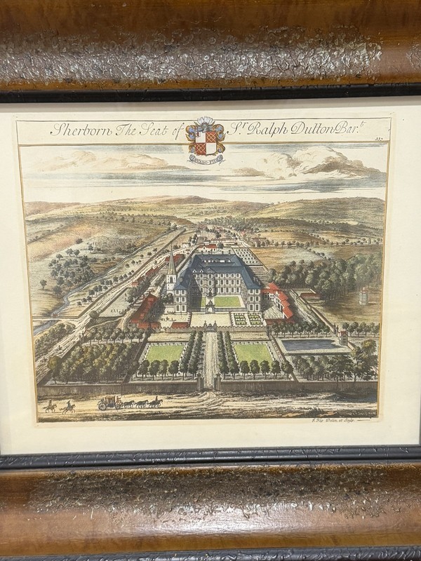Set of Johannes Kip Stanway & Sherborn Framed Antique Art Prints Copper-plated gallery