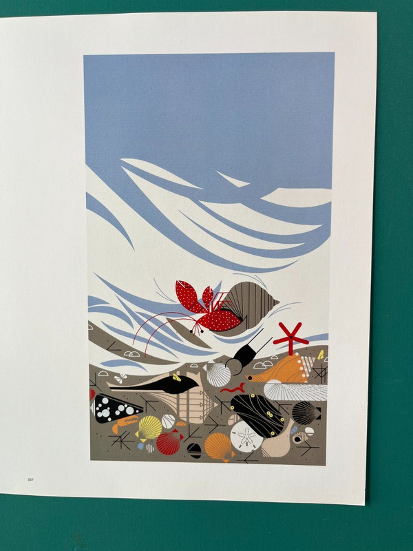 Charley Harper Book Page Art Print Crab Crabitat Sea Life Shells Sand Water Fish gallery
