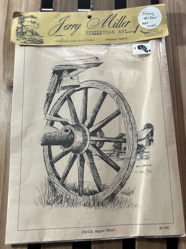RARE FIND Yesteryear Art “Inside Wagon Wheel “8X10 Original Print #1744 Print 75
