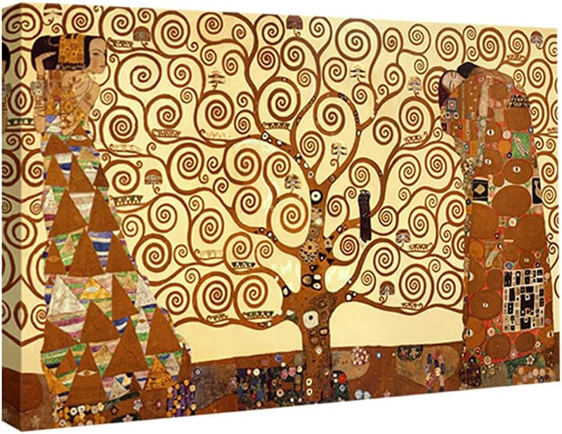 Gustav Klimt Tree of Life Canvas Art – Framed Wall Decor for Home & Bedroom