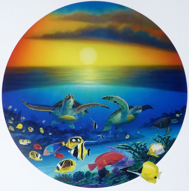 Wyland Sea Turtle Reef Hand Signed Limited Edition Art lithograph fish art, COA