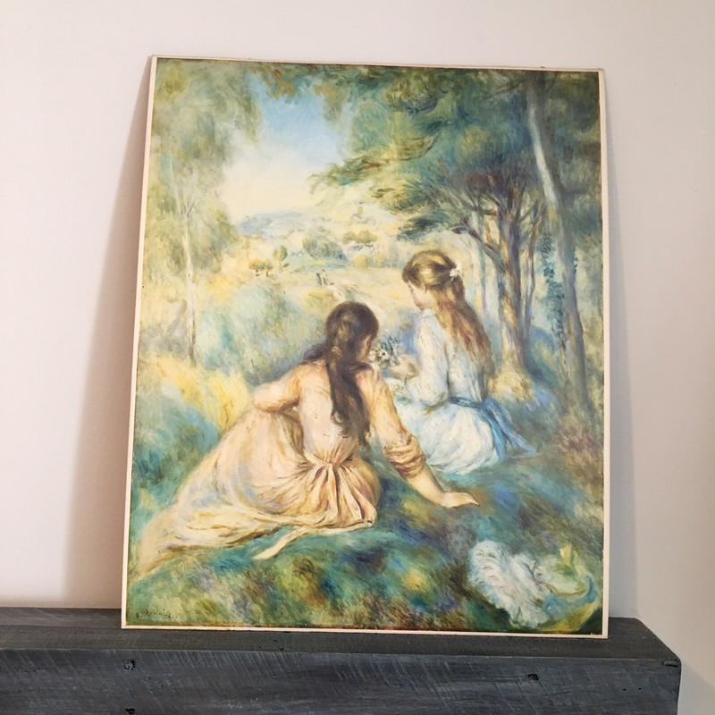 Renoir Print, " Two Girls in a Meadow" Metropolitan Museum - New York, Vintage
