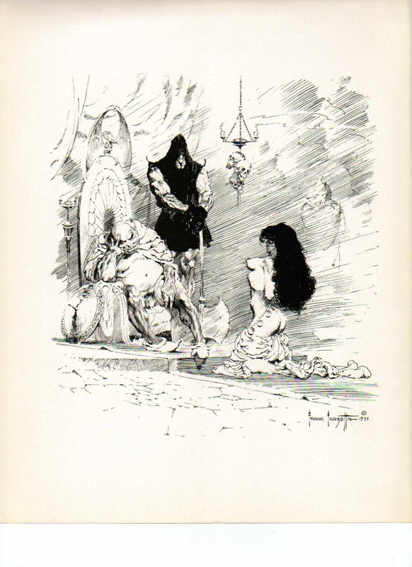 1975 Black & White Plate «The Executioner» by Frank Frazetta Fantastic GGA Print