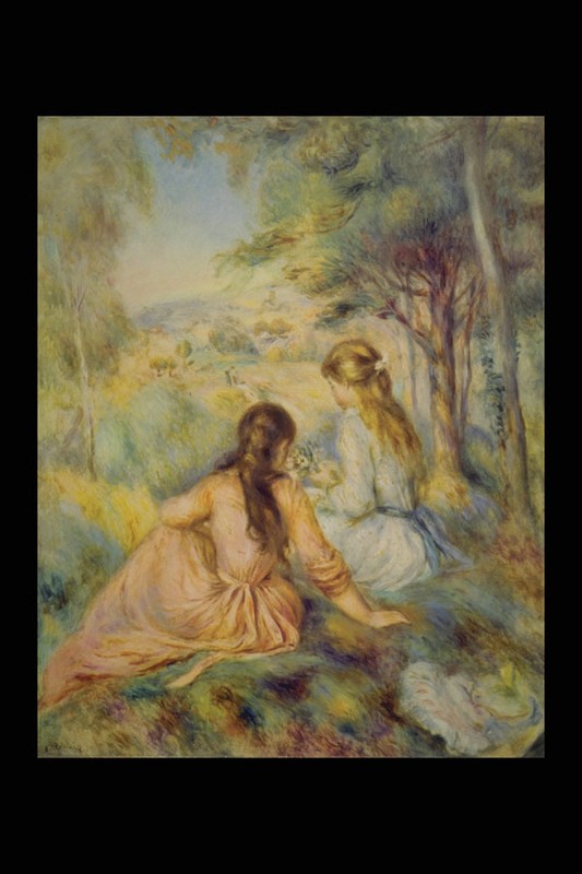 401036 Two Girls In A Meadow Auguste Renoir A4 Photo Print