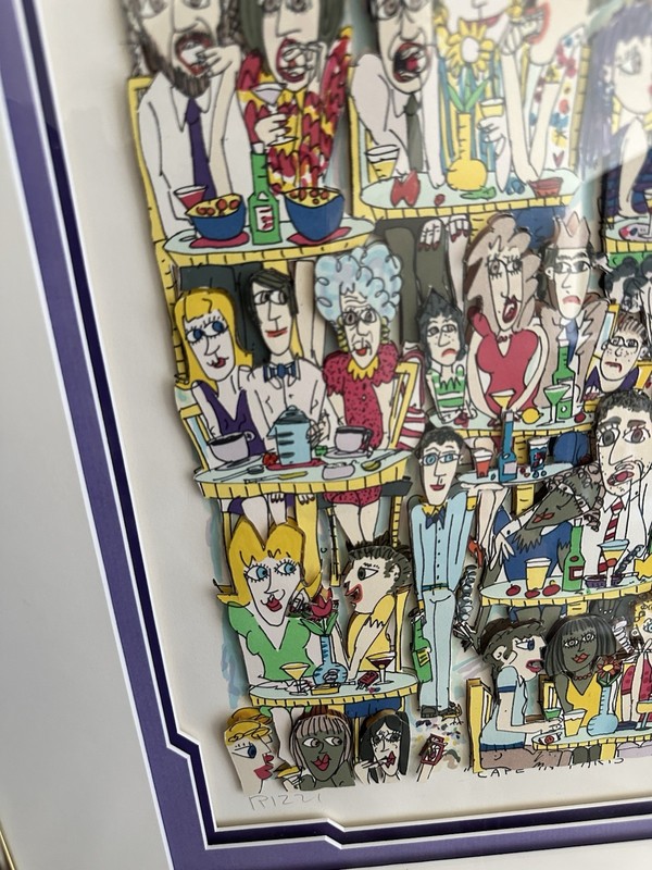 James Rizzi Cafe in Paris 1989 Hand Signed 3D Serigraph Pop Art gallery