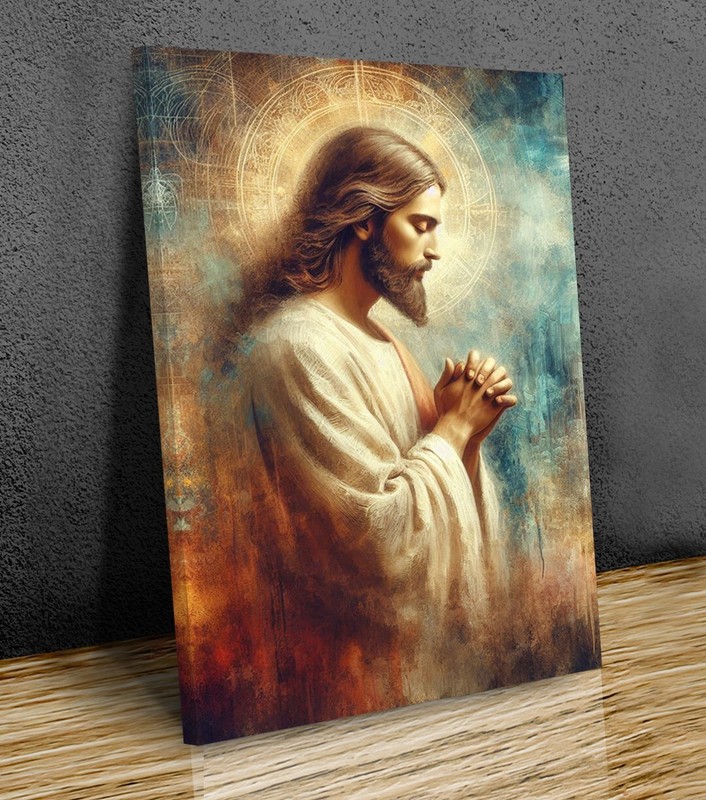 Jesus Christ Prays to Father God mounted canvas art print ready to hang