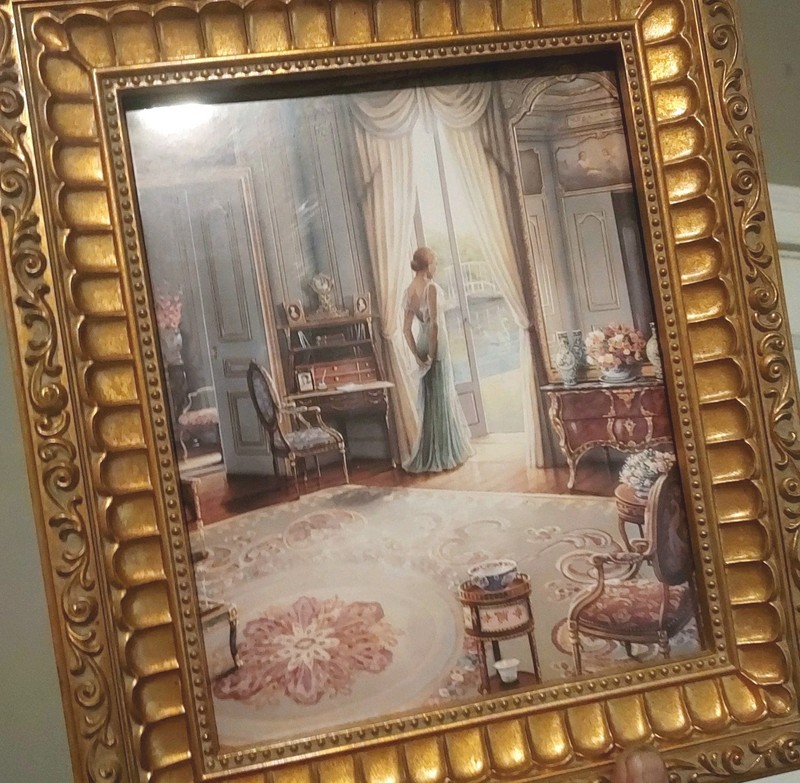 Vtg Framed Victorian Lady Print, Gold Ornate 13x11 Sealed Print, By John O'Brien