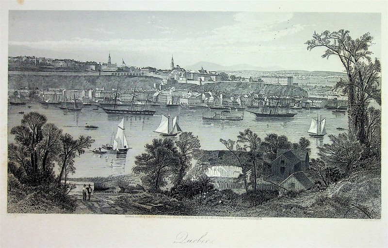 1874 Original Steel Engraving Print Quebec J. D. Woodward