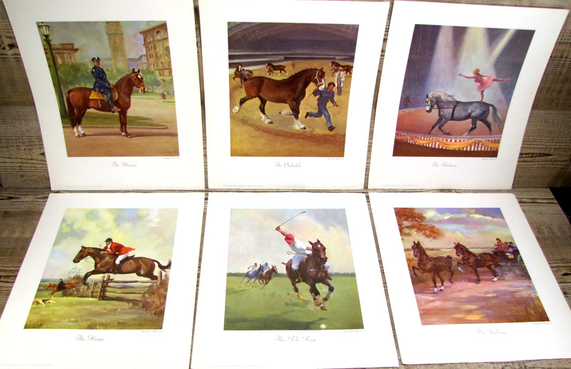 Vintage Wesley Dennis Horse Prints Lot 6 From 1951 Rand McNally Portfolio 16×12″