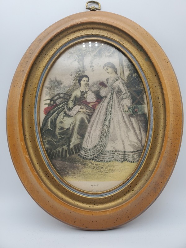Antique LeRoy Imp Paris Framed Lithographs, Victorian Art, 10" La Mode,Set of 2 gallery