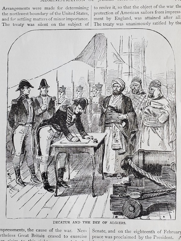 1896 Illustration «Decatur and the Dey of Algiers» The Queen of Republics
