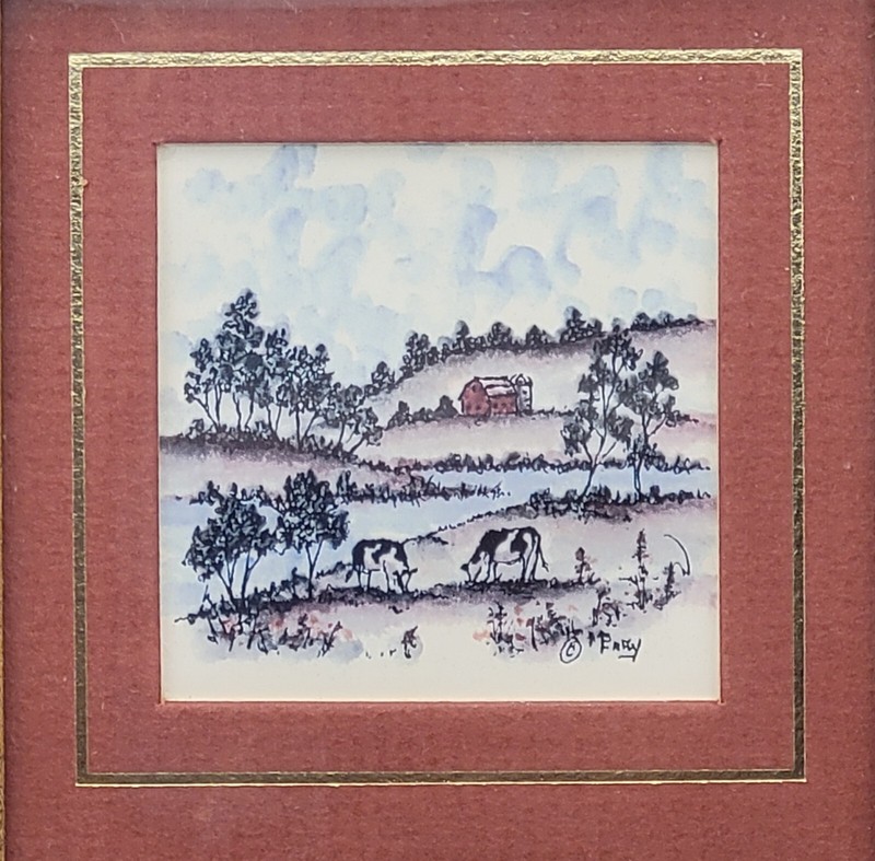 M.B. Frey Triple Farm Scene Signed Prints 11"x5" Framed gallery