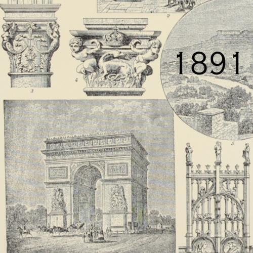 1891 PARIS FRANCE VICTORIAN ERA PRINT FOUNTAIN ARCHITECTURE ARC CAPITAL GOTHIC
