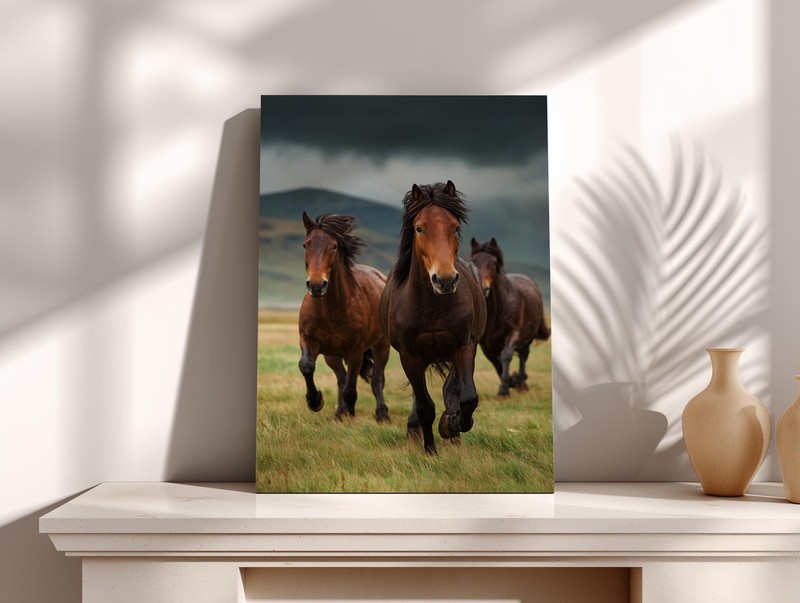 Running Horses Canvas Print Wild Brown Stallions Rustic Farmhouse Wall Art gallery