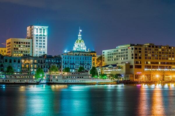 Savannah Georgia skyline canvas, Savannah Canvas, Savannah wall canvas, River S