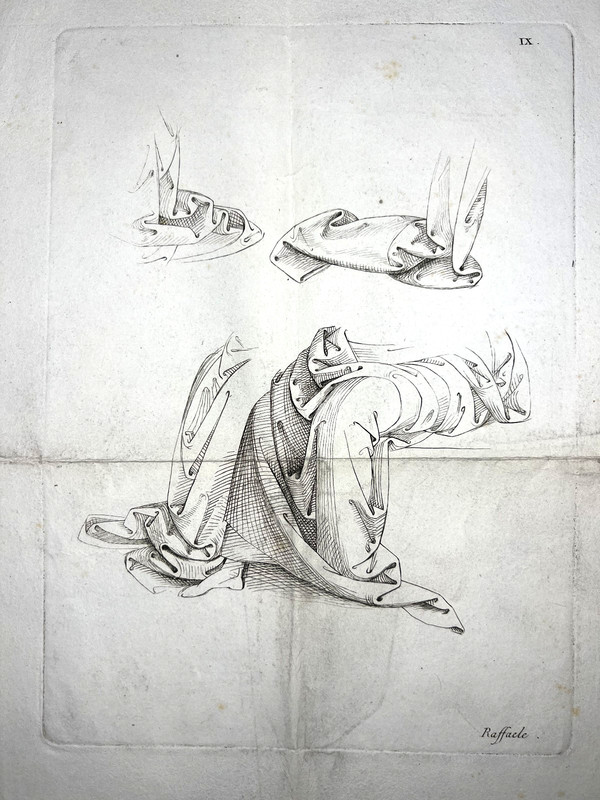 Draped Female Figure-18th–19th Engraving after Early 16th Italian Drapery Study