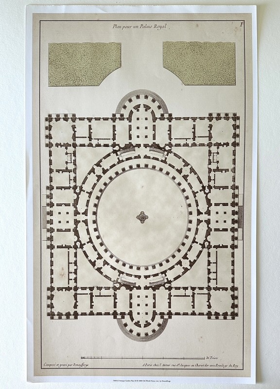 Antique Garden Plan III, Art print by Deneufforge vintage, 15x25 Paris