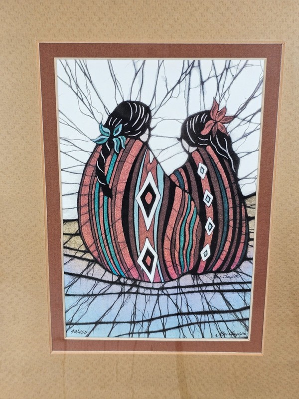 Kae Taylor Signed Limited Edition Batik Print Triptych Native American Art 30x10 gallery