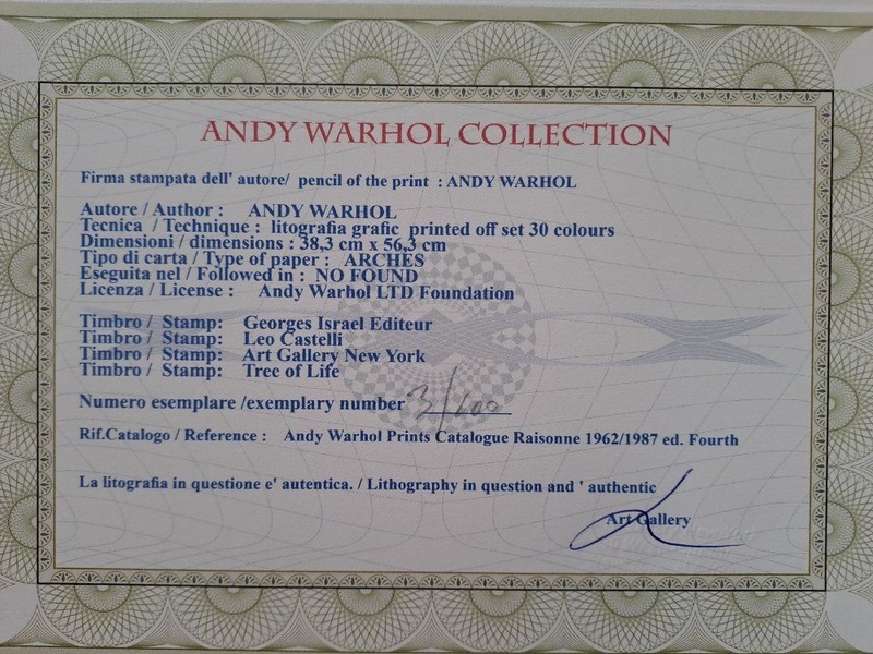 Andy Warhol Signed - Querelle - Certificate Leo Castelli gallery