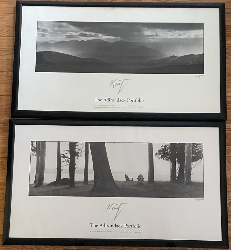 Mark Kurtz Matching Framed Signed Adirondack Prints 22” x 38” In Frame